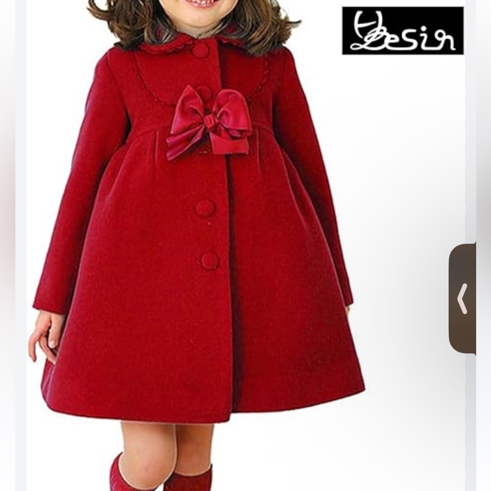 Vintage Red Velvet Kids girls Pea Coat